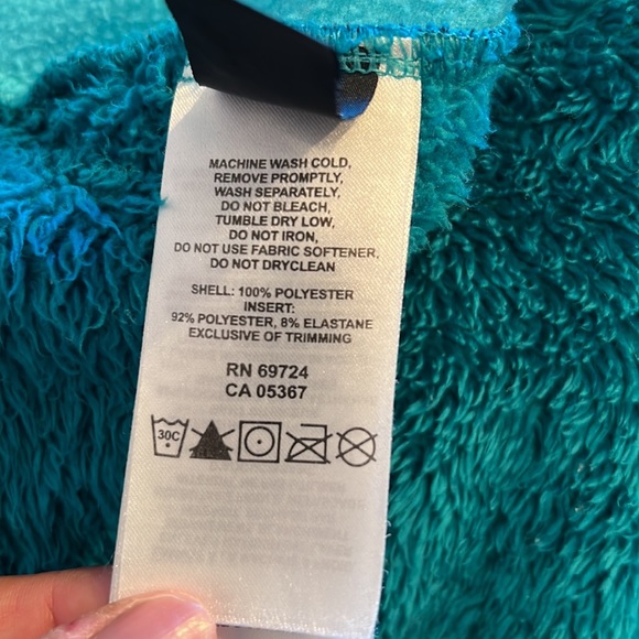 Mountain hardwear fuzzy jacket womens small teal pockets full zip up warm - Picture 11 of 12